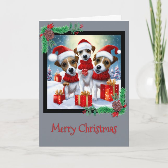 Agradecimento Feliz Natal Jack Russell Terrier - Cartão de Sauda (Frente)