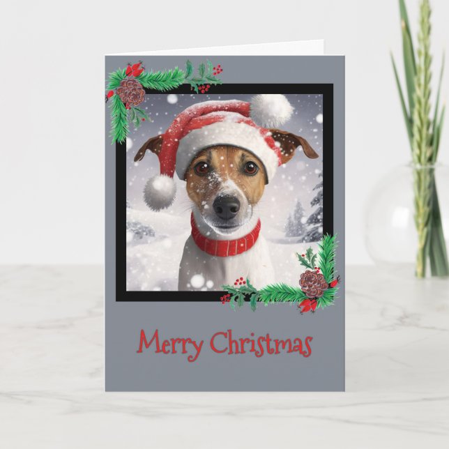 Agradecimento Feliz Natal Jack Russell Terrier - Cartão de Sauda (Frente)