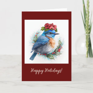 Agradecimento Feriado festivo Bluebird dobrado / Cartão de Natal
