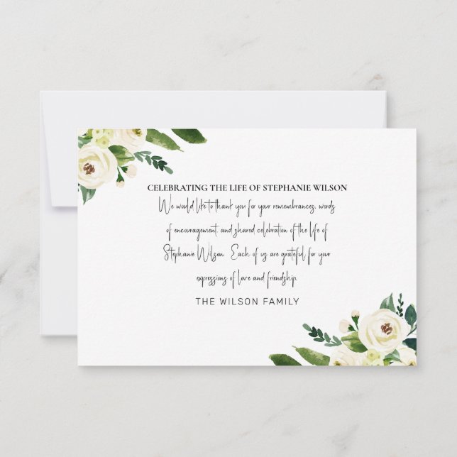 Agradecimento Floral Branco Funeral (Verso)