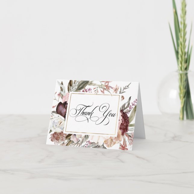 Agradecimento Floral de Aguarela Boho Fantasia (Frente)