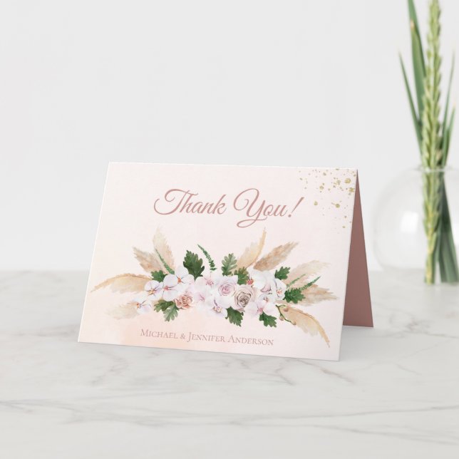 Agradecimento Floral de Aquarela Rosa Luxuriante D (Frente)