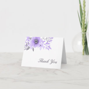 Agradecimento Floral de Aquarela Roxo e Cinza
