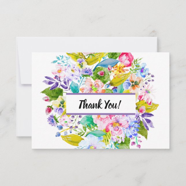 Agradecimento Floral Romântico Roxo Moderno (Frente)