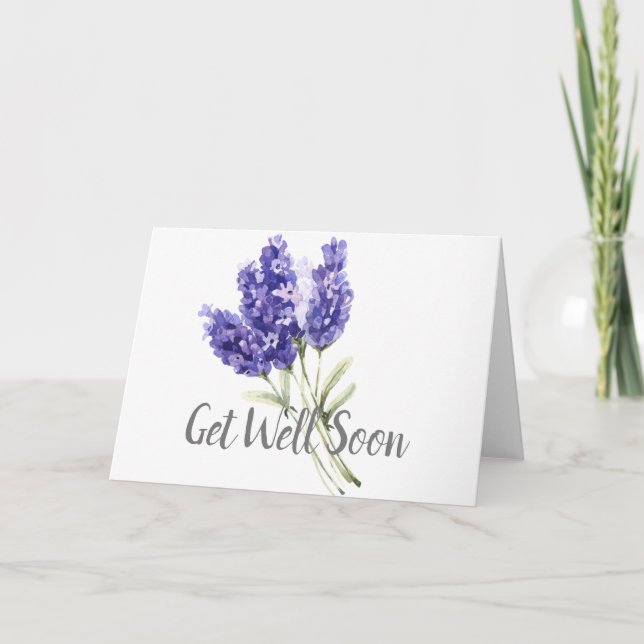 Agradecimento Flores De Lavanda De Aquarela Recebem Cartão Em Br (Frente)