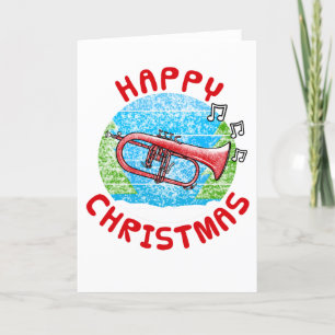 Agradecimento Flugelhorn Cartão de Natal Hornist Brass Musico