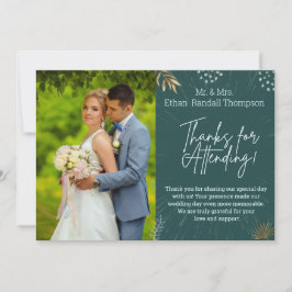 Agradecimento Foto do Casal de Casamento Verde Obrigado Cartão S