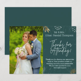 Agradecimento Foto do Casal de Casamento Verde Obrigado Cartão S
