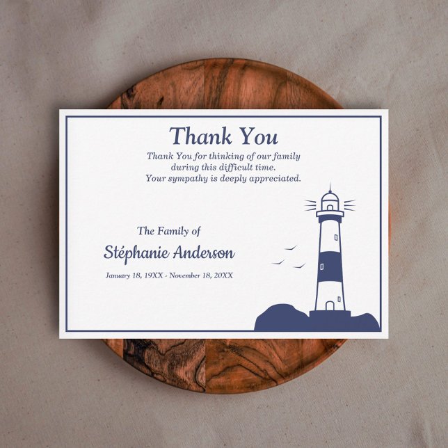 Agradecimento Funeral De Farol Obrigado Cartão Nota (Lighthouse Funeral Thank You Note Card)