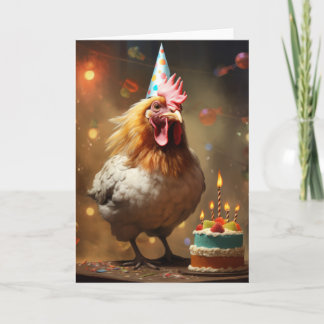 Agradecimento Galo com Bolo de Aniversário - Cartão