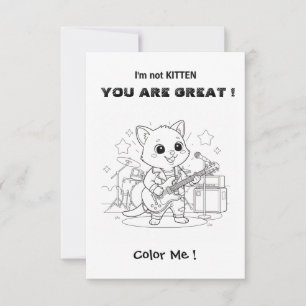 Agradecimento Gato músico engraçado cartão de colorir e labirint
