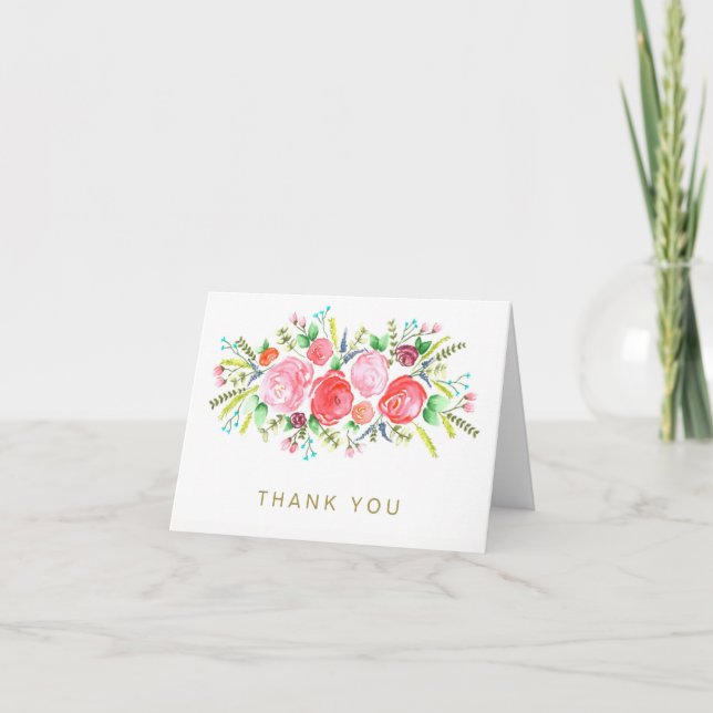 Agradecimento Genérico Rosa Dourada Floral Aquarel (Frente)