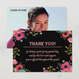 Agradecimento Graduação De Quadro Floral Obrigado Cartão com fot