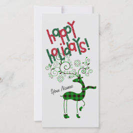 Agradecimento Green Reindeer - Cartão de Saudação de Natal Flat