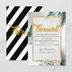 Agradecimento Greenery Adeus colega de trabalho cartão de desped