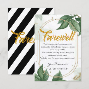 Agradecimento Greenery Modern Goodbye colega cartão de despedida