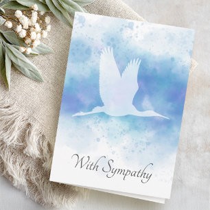 Agradecimento Grua em cartão de simpatia de aquarela azul de lut