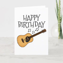 Agradecimento Guitarra Acústica Cartão de Aniversário Músico Gui