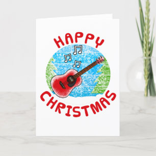 Agradecimento Guitarra Acústica Cartão de Natal Músico Guitarris