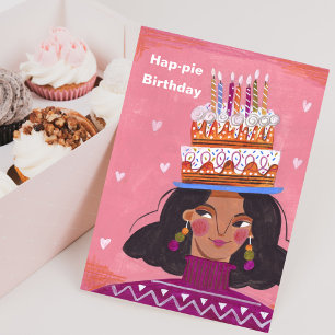 Agradecimento Hap - Pie Woman Birthday - Cartão de Saudação de A