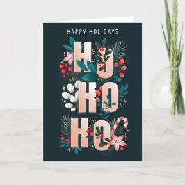 Agradecimento HoHo Holly Branches Candy Cane Cartão de Natal