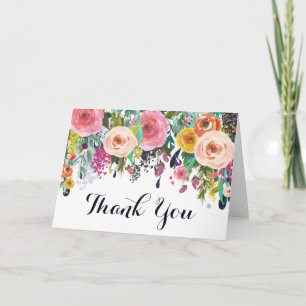 Agradecimento Jardim Floral Pintado Obrigado Cartão de Saudação 