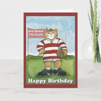 Agradecimento Jogador do rugby - cartão de aniversário fêmea