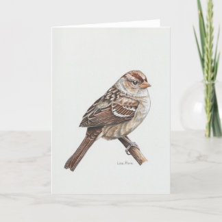 Agradecimento Jovem Cartão de Arte Sparrow com coroação branca