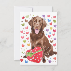 Agradecimento Labrador de Chocolate com Cartão de Amor Cardíaco