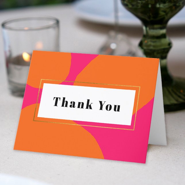 Agradecimento Laranja e Rosa Moderno (An inside text template is included to personalize with your thank you text.)