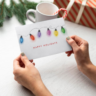 Agradecimento Luzes de Natal em Aquarela Elegante em Cartão Dobr