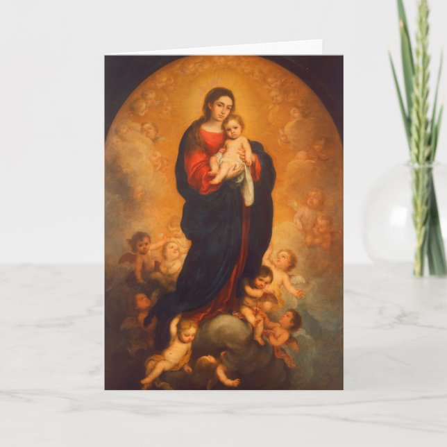 Agradecimento Madonna e Criança em Glória... Cartão de Natal (Frente)