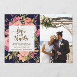 Agradecimento marinho floral de obrigado e cartão com fotos