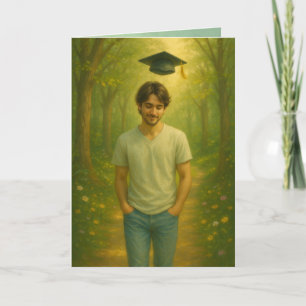 Agradecimento Masculino de Cartão de Graduação Dobrado Personali