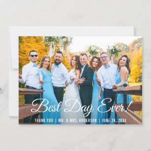 Agradecimento Melhor Dia De Casamento Obrigado Cartão com fotos