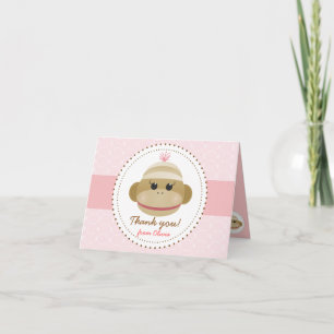 Agradecimento Menina do Macaco de Meia Personalizado Cartão de A