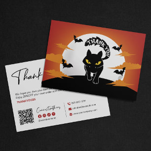 Agradecimento Minimalista de Halloween com Gato Pr