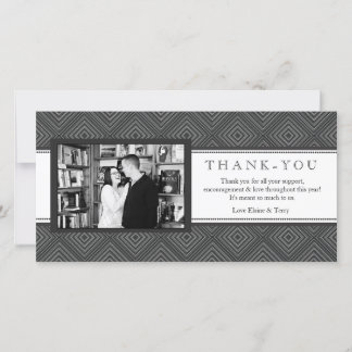 Agradecimento Moderno Damask Black & White - Cartão com fotos de