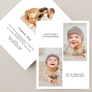 Agradecimento Moderno de 3 Fotos para Chá de Bebê