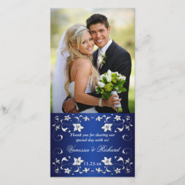 Agradecimento Navyl Blue, Cartão com fotos de Casamento Floral S