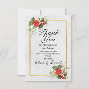 Agradecimento Noivado Casamento Vermelho Dourado F