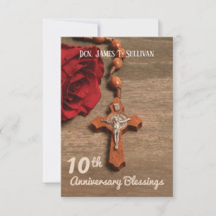 Agradecimento Nome do Cartão de Oração 10º Rosa de Aniversário d
