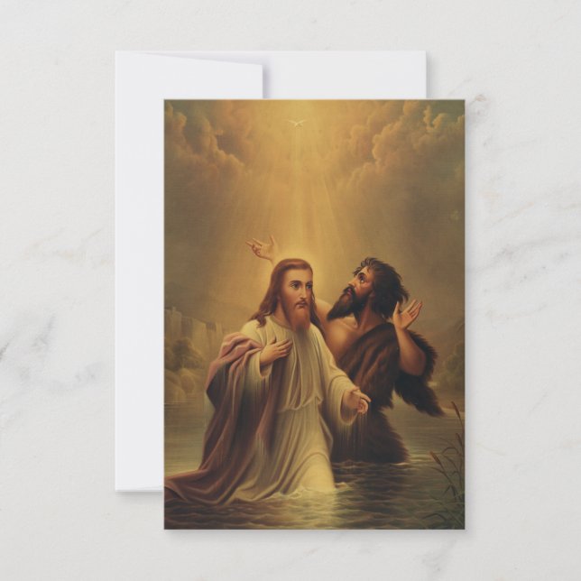 Agradecimento O Batismo de Jesus Cartão Devocional Santo (Frente)
