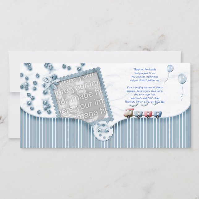 Agradecimento Obrigado azul do chá de fraldas você cartão com (Frente)