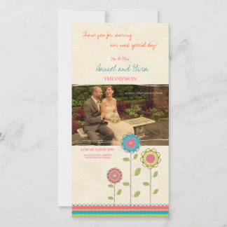 Agradecimento Obrigado Cartão com fotos De Casamento De Flores A