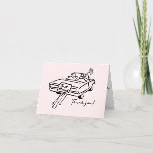 Agradecimento Obrigado cartão de casamento com carro de recem ca