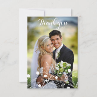 Agradecimento Obrigado Cartão de Casamento com Flor Branca