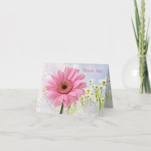 Agradecimento Obrigado, cartão de Gerbera margarida rosa