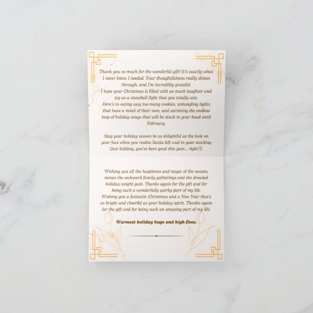 Agradecimento Obrigado Cartão de Natal (Interior)