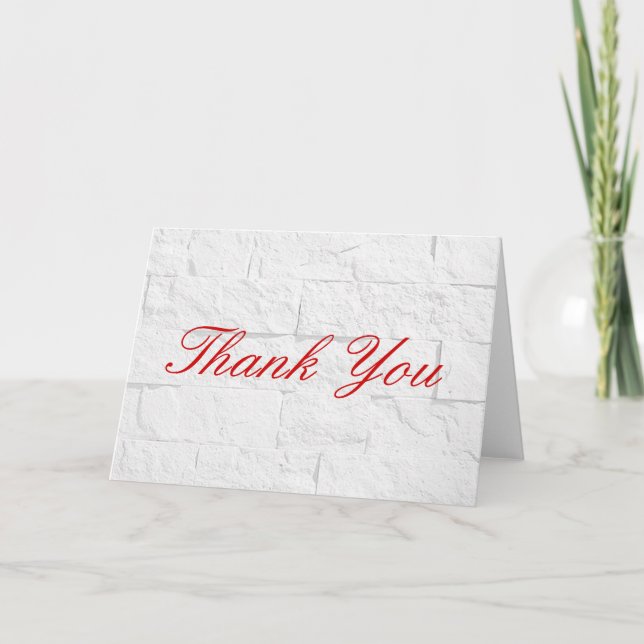 Agradecimento Obrigado Cinza Red Script Wall Brick Cartão de Sau (Frente)